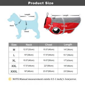 Dogs needs - מוצרים שימושיים לכלב בגדים לכלבים מעיל מפליז ופוליאסטר עם סקוטש לסגירה נוחה לכלבים גדולים - דוחה מים וזוהר בחושך